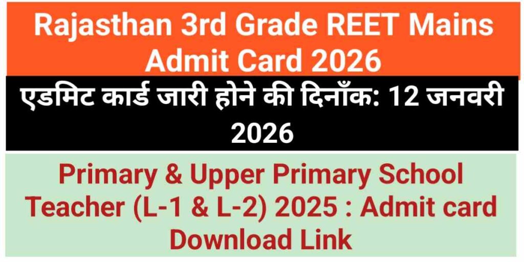 Rajasthan 3rd Grade REET Mains Admit Card 2026